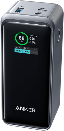 Anker 735 Prime - Powerbank 20.000mAh - 200W met 2x USB-C en 1x USB-A - 126,9 x 54,6 x 49,6 mm