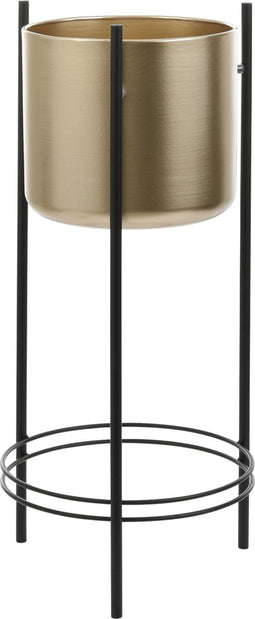 Mica Decorations Sverre - Bloempot op Standaard - H66 x Ø27 cm - Goud Zwart