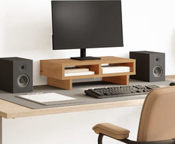 vidaXL - Monitorstandaard - 50x27x15 - cm - bewerkt - hout - artisanaal - eikenkleur