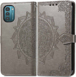 imoshion Hoesje Geschikt voor Nokia G21 / G11 Hoesje Met Pasjeshouder - imoshion Mandala Bookcase - Grijs
