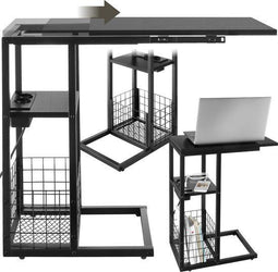 tectake® Laptoptafel Rhea - C-Vormige bijzettafel - Laadstation met 2 AC- en USB-aansluitingen