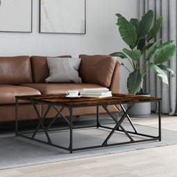 vidaXL - Salontafel - 100x100x40 - cm - bewerkt - hout - gerookt - eikenkleurig