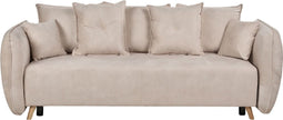 VALLANES - Slaapbank met opbergruimte - Beige - Fluweel