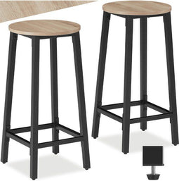 tectake® Barkruk Corby - Set van 2 - Industrieel design - MDF-hout - Lichtbruin (2 stuks)