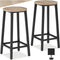 tectake® Barkruk Corby - Set van 2 - Industrieel design - MDF-hout - Lichtbruin (2 stuks)