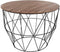 Koffietafel - GROOT salontafel met metalen frame - houten dienblad - Draadmand - bijzettafel op mand - Zwart - HOUT 41 cm H
