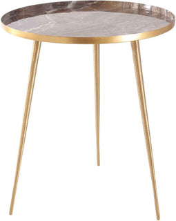 PTMD Jiven Ronde Bijzettafel Marmer - H52,5 x Ø46,5 cm - Ijzer - Goud