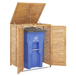coast Houten Afvalberging - 120L met Gasveren en Lamellen - Natuurlijk - 86 x 70 x 114 cm