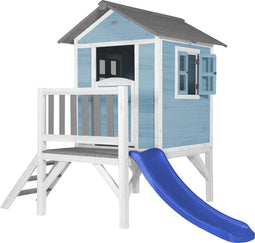 AXI Beach Lodge XL Speelhuis in Caribisch Blauw - Met Verdieping en Blauwe Glijbaan - Speelhuisje voor de tuin / buiten - FSC hout - Speeltoestel voor kinderen