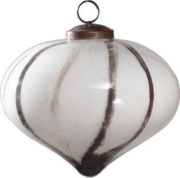 PTMD Marble Kerstbal - 12 x 12 x 12 cm - Glas - Zilver/wit