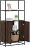 vidaXL - Hoge - kast - 68x35x139 - cm - bewerkt - hout - en - metaal - bruin - eikenkleur