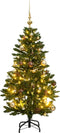 vidaXL - Kunstkerstboom - met - scharnieren - 150 - LED's - en - kerstballen - 150 - cm