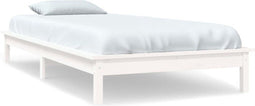 vidaXL - Bedframe - massief - grenenhout - wit - 90x190 - cm