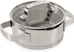 ELLE Gourmet - Kookpan RVS - Ø 16 cm - PFAS vrij - Vaatwasserbestendig - Inclusief deksel