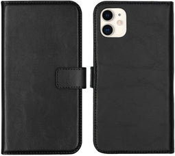 Selencia iPhone 11 - Echt Lederen Bookcase - 3 Pashouders - Zwart