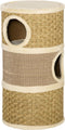 PawHut D30-326 - Kattenkrabpaal - 3 niveaus sisal en zeewier - Kaki en bruin