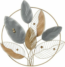 Wanddecoratie DKD Home Decor Metaal Multicolour Modern Ingelijst Blad van een plant (83,8 x 5,7 x 87,6 cm)