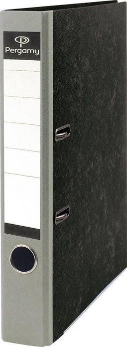 Pergamy ordner, voor ft A4, uit karton, rug van 5 cm, gewolkt grijs