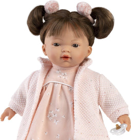 Llorens popje Vera met bruin haar geluid en speen 33 cm