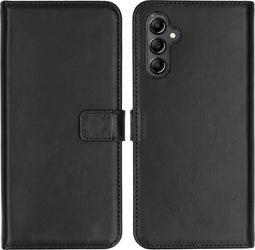 Selencia Hoesje Geschikt voor Samsung Galaxy A14 (5G) Hoesje Met Pasjeshouder - Selencia Echt Lederen Bookcase - Zwart