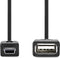 Nedis USB-Adapter - USB 2.0 - Mini 5-Pin Male - USB-A Female - 480 Mbps - OTG - 0.20 m - Rond - Vernikkeld - Zwart - Doos