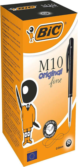 50x Bic M10 balpen zwart fijn
