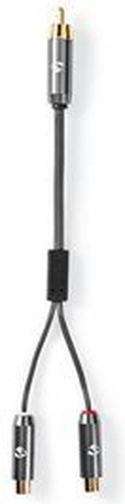 Subwoofer-Kabel - RCA Male - 2x RCA Female - Verguld - 0.20 m - Rond - 4.5 mm - Gun Metal Grijs - Cover Window Box