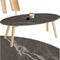 tectake® Acerra - Ovale Salontafel - Marmerlook 100x50x34,5 cm - naturel