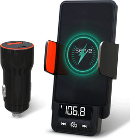 Serve 3-in-1 FM Transmitter - Carkit - Draadloze Snellader 15W - Telefoonhouder Auto