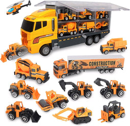 Nince Speelgoedtruck - Speelgoed Auto's - 11 Voertuigen - Geel/Zwart