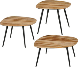 Mica Decorations Jailey - Bijzettafel - Set van 3 - Hout met verfijnde houtnerfdetails - Bruin (set van 3)