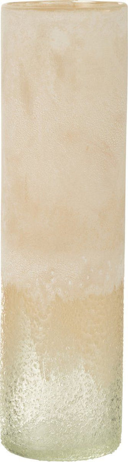 J-Line vaas Cilinder - glas - beige - large - 41 cm hoog