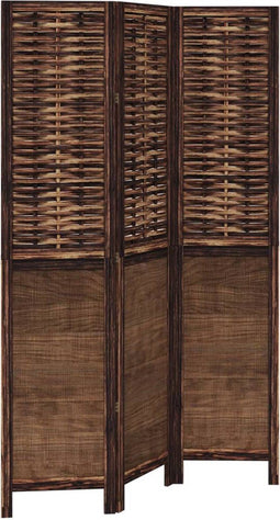 vidaXL - Kamerscherm - met - 3 - panelen - massief - paulowniahout - donkerbruin