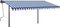 vidaXL - Luifel - handmatig - uittrekbaar - met - palen - 4,5x3,5 - m - blauw - en - wit