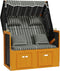 vidaXL - Strandstoel - met - kussens - poly - rattan - en - hout - zwart - en - grijs