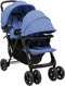vidaXL - Tweelingkinderwagen - tandem - staal - marineblauw