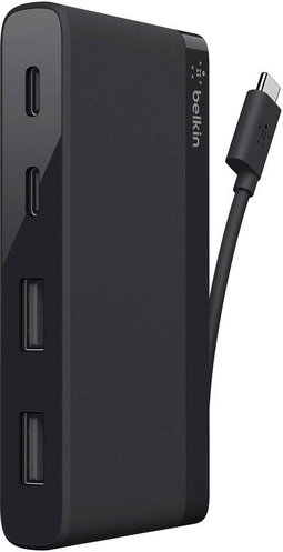 Belkin F4U090btBLK - USB-C 4-poorts Mini Hub - 2x USB-C 2x USB-A - Zwart