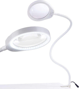 Loeplamp met LED verlichting - Vergrootglas 3x en 10x - 10 cm diameter - Tafelklem