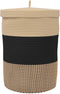 vidaXL - Opbergmand - met - deksel - Ø - 37x50 - cm - katoen - zwart - en - beige