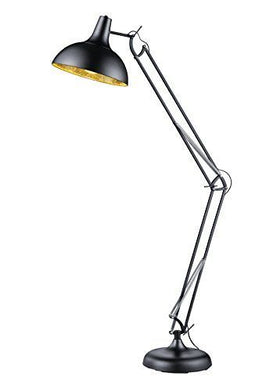 Reality Salvador - Vloerlamp - Voetschakelaar In hoogte verstelbaar - Metaal mat zwart L:38,0cm H:180,0cm