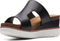 Clarks Lizby Ease - Plateau sandalen - Blokhak met klittenbandsluiting - Black Leather - Maat 41