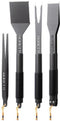 Boretti BBQ gereedschapset - 4-dlg - Pincet Spatel Vork Tang - Antraciet