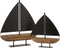 J-Line decoratie Zeilboot - hout/metaal - zwart/bruin - large