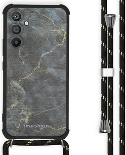 iMoshion Hoesje Geschikt voor Samsung Galaxy A54 (5G) Hoesje Met Koord - iMoshion Design Hoesje met Koord - Zwart / Black Marble