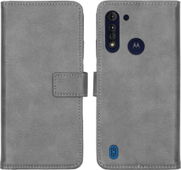 iMoshion Hoesje Geschikt voor Motorola Moto G8 Power Lite Hoesje Met Pasjeshouder - iMoshion Luxe Bookcase - Grijs