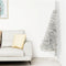 vidaXL - Kunstkerstboom - half - met - standaard - 150 - cm - PET - zilverkleurig