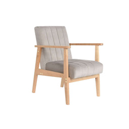 Leunstoel DKD Home Decor 63 x 68 x 81 cm Natuurlijk Grijs Beige Pijnboom