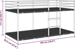 vidaXL - Stapelbed - zonder - matras - 90x190 - cm - staal - zwart
