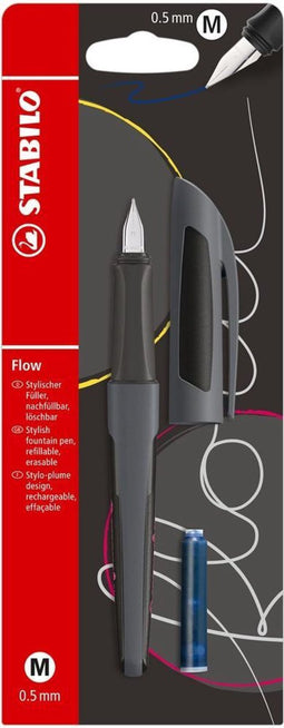 STABILO Flow - Vulpen - Active Edition - Antraciet + 1 Inkt Cartridge