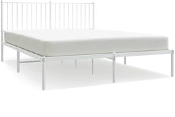 vidaXL - Bedframe - met - hoofdbord - metaal - wit - 150x200 - cm